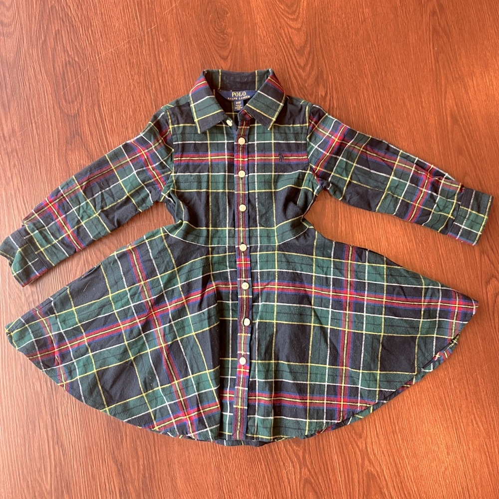 Polo Ralph Lauren 3T Plaid Dress with belts Christmas wear heavy cotton toddler - Picture 4 of 11